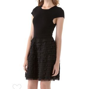 Alice Olivia Colette Tiered Skirt Black Dress NEW